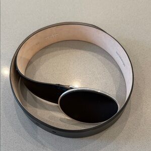 Dehanche Flint Belt - Black Leather Belt with Silver Buckle